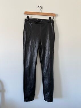 ZARA Black Faux Leather Pants (size small)